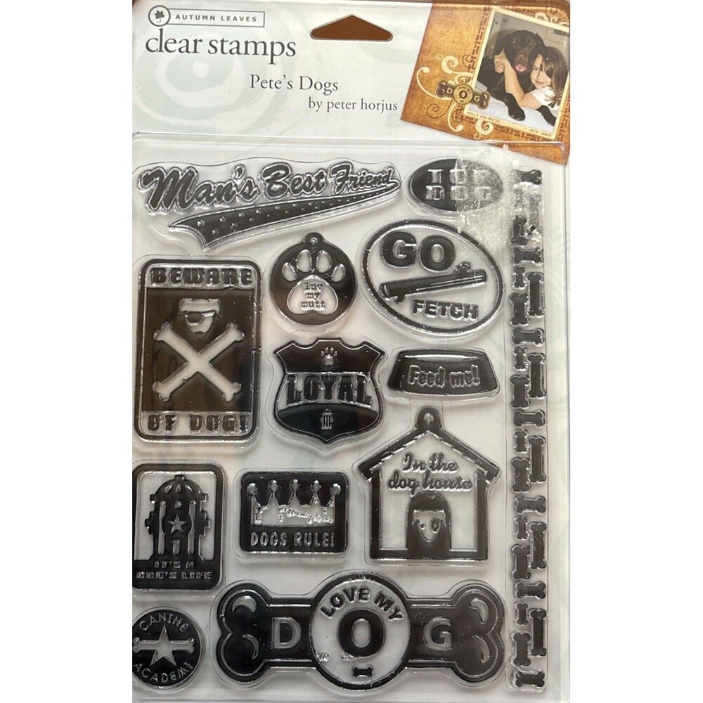 Pete’s Dogs 13 Clear Acrylic Stamps by Autumn Leaves 2007 Peter Horjus Dog Theme